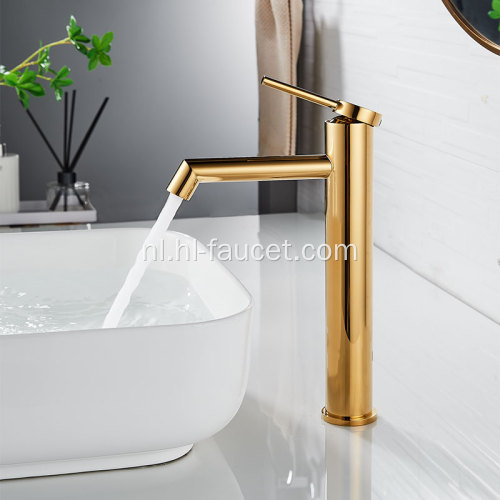Nieuwe geborstelde gouden luxe gouden badkamerbassinkraan